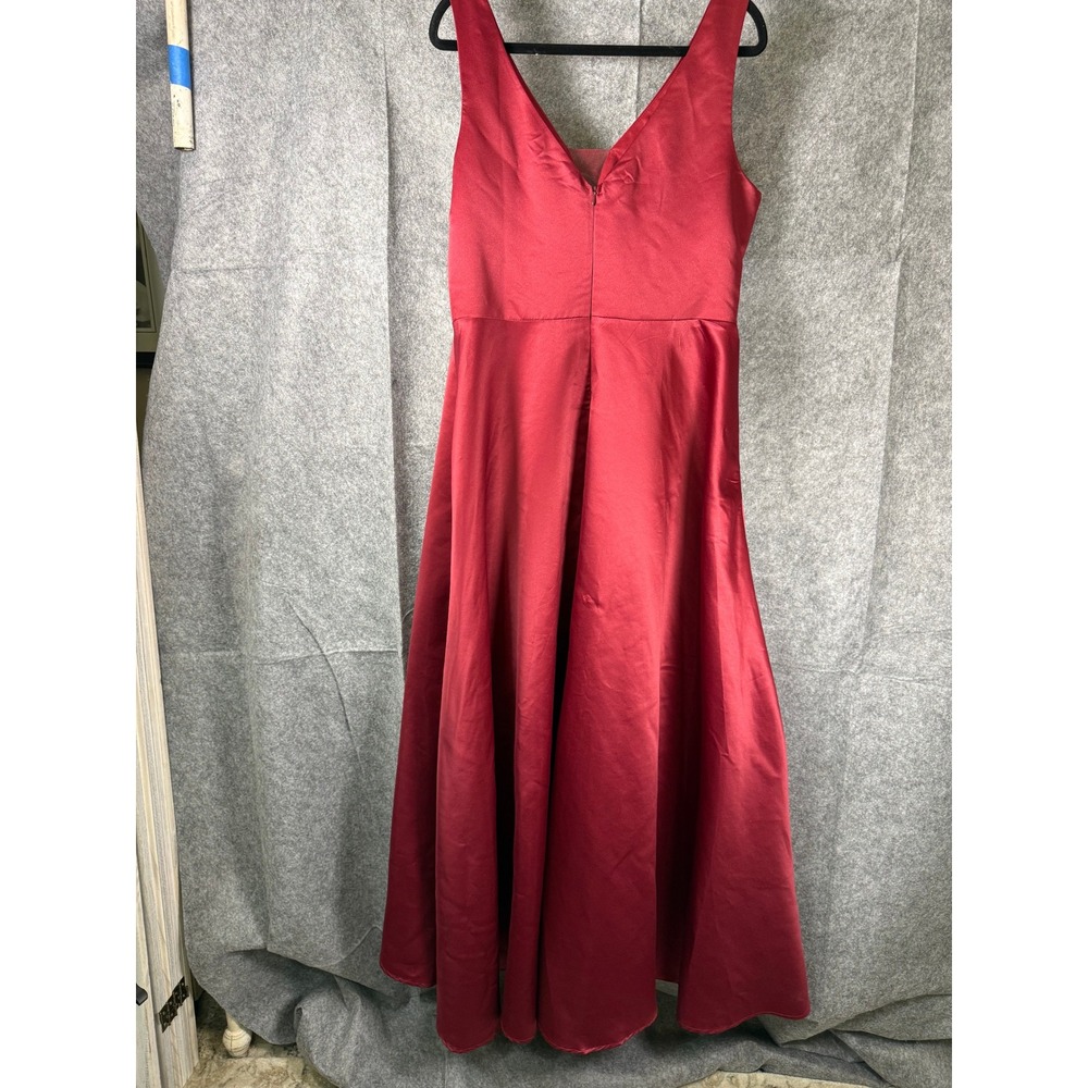 Ever Pretty Womens Size 16 Red Satin Sequin Trim High-Low Formal Evening Dress
